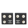 Chanel Square Acrylic and Faux Pearls Clip On Earrings Secondhand