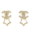 Chanel Gold Plated Rhinestone and Faux Pearl CC Star Push Back Earrings Secondhand