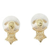 Chanel Gold Plated Rhinestone and Faux Pearl CC Star Push Back Earrings Secondhand