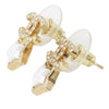 Chanel Gold Plated Rhinestone and Faux Pearl CC Star Push Back Earrings Secondhand