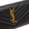 Saint Laurent Grain De Poudre Matelasse Chevron Monogram Flap Wallet Secondhand
