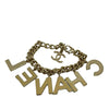 Chanel CC Gold Plated Lacquered Logo Letter Charms Chain Bracelet Secondhand