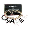 Chanel CC Gold Plated Lacquered Logo Letter Charms Chain Bracelet Secondhand
