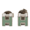 Hermès Palladium Plated Enamel Cage dH Cube Push Back Earrings Secondhand