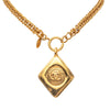 Chanel Gold Plated CC Diamond Shape Pendant Necklace Secondhand