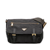 Secondhand Prada Saffiano Trimmed Tessuto Zip Double Buckle Messenger Bag