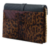 Secondhand Saint Laurent Chevron Calfskin and Leopard Printed Calf Hair Classic Monogram Envelope Crossbody
