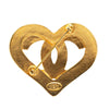 Chanel Gold Plated CC Heart Brooch Secondhand