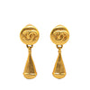 Chanel Gold Plated CC Teardrop Clip On Earrings Secondhand