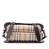 Burberry Large Leather and Haymarket Check Coated Canvas Bridle Saddle Bag Secondhand