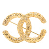 Chanel CC Gold Plated Baroque Embossed Brooch Secondhand