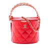 Chanel CC Quilted Lambskin Top Handle Round Vanity Case with Chain Secondhand