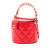 Chanel CC Quilted Lambskin Top Handle Round Vanity Case with Chain Secondhand
