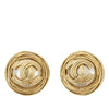 Chanel Gold Plated CC Faux Pearl Round Clip on Earrings Secondhand