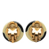 Chanel CC Enamel Checkered Faux Pearl Round Clip On Earrings Secondhand