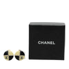 Chanel CC Enamel Checkered Faux Pearl Round Clip On Earrings Secondhand