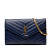 Saint Laurent Grain De Poudre Chevron Monogram Envelope Chain Wallet Secondhand
