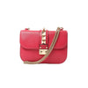 Secondhand Valentino Rockstud Glam Lock Leather Chain Crossbody Bag in Pink