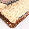 Valentino Garavani Straws x Leather Shoulder bag Beige x Brown Secondhand