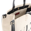 Valentino Garavani VLTN Canvas x Leather Shoulder Bag in Beige x Black Secondhand