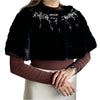 Valentino Black Mink Fur Capelet with Crystal Embellishments - Elegant Evening Wear Secondhand