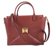 Valentino Garavani One Studs Leather 2Way Shoulder Bag in Chestnut Secondhand