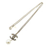 Chanel Gold Plated CC Resin Pearl Drop Pendant Necklace Secondhand