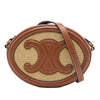 Celine Straw Effect Canvas Cuir Triomphe Oval Crossbody Secondhand