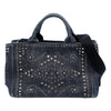 Prada Studded Denim Canapa Logo Tote Secondhand