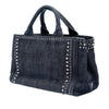 Prada Studded Denim Canapa Logo Tote Secondhand