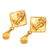 Chanel Gold Plated CC Rhombus Swing Clip On Earrings Secondhand