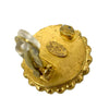 Chanel CC Gold Plated Enamel Round Clip On Earrings Secondhand