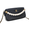 Chanel CC Quilted Goatskin Chic Pearls Double Zip Clutch With Chain Secondhand