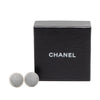 Chanel CC Quilted Rubber Silver Plated Button Push Back Earrings Secondhand