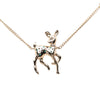 Chanel CC Brass Faux Pearl and Strass Deer Pendant Necklace Secondhand