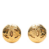 Chanel CC Gold Plated Round Clip on Earrings Secondhand