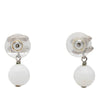 Chanel CC Brass Enamel Faux Pearl Drop Push Back Earrings Secondhand