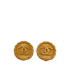 Chanel CC Gold Plated Sunburst Round Clip On Earrings Secondhand