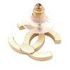 Chanel Gold Plated CC Rhinestones Push Back Earrings Secondhand