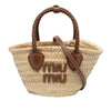 Miu Miu Raffia Logo Braided Top Handle Bag Secondhand