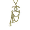 Chanel CC Gold Plated Faux Pearl and Crystal Drop Necklace Secondhand