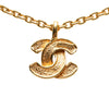 Chanel Gold Plated Quilted CC Pendant Necklace Secondhand