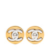 Chanel CC Gold Plated Turn Lock Round Clip On Earrings Secondhand