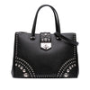 Prada Saffiano Turnlock Double Zip Studded Tote Secondhand