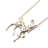 Chanel CC Gold Plated Rhinestone Deer Pendant Necklace Secondhand