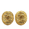 Chanel Gold Plated CC Round Clip On Earrings Secondhand