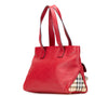 Burberry House Check Trimmed Grainy Calfskin Horn Toggle Tote Secondhand