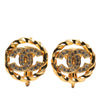 Chanel Gold Plated CC Rhinestones Clip On Earrings Secondhand