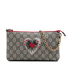 Secondhand Gucci GG Supreme Embroidered Heart Chain Pochette
