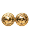 Chanel Gold Plated Logo Round Clip On Earrings Secondhand